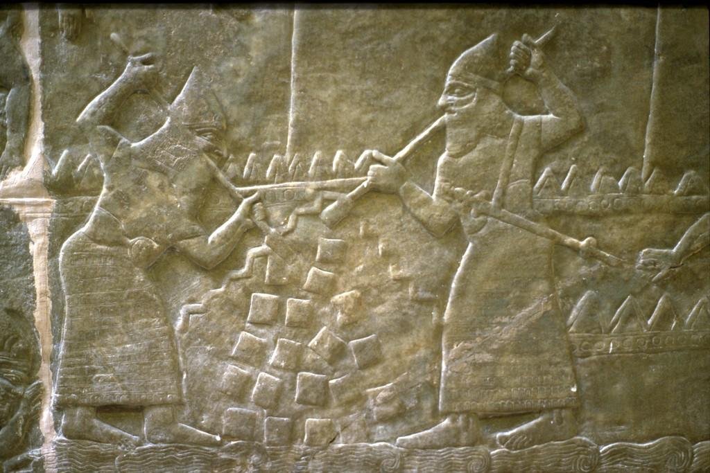 Assyrian sappers undermine walls of Lachish