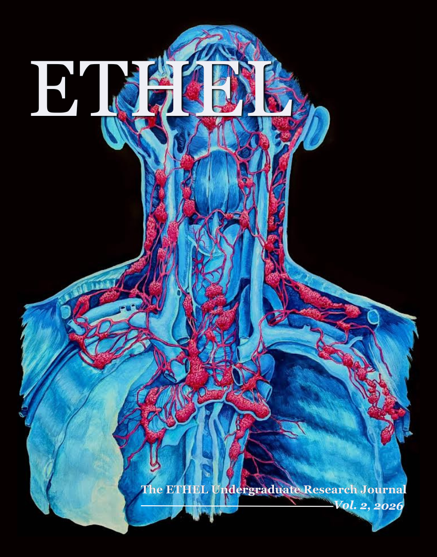 Cover of ETHEL's 2026 Edition, featuring a biological sketch of the human body by Angelina Uy